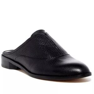 Anthropologie Louise et Cie Freyda Pebbled Black Leather Mule Classic Preppy